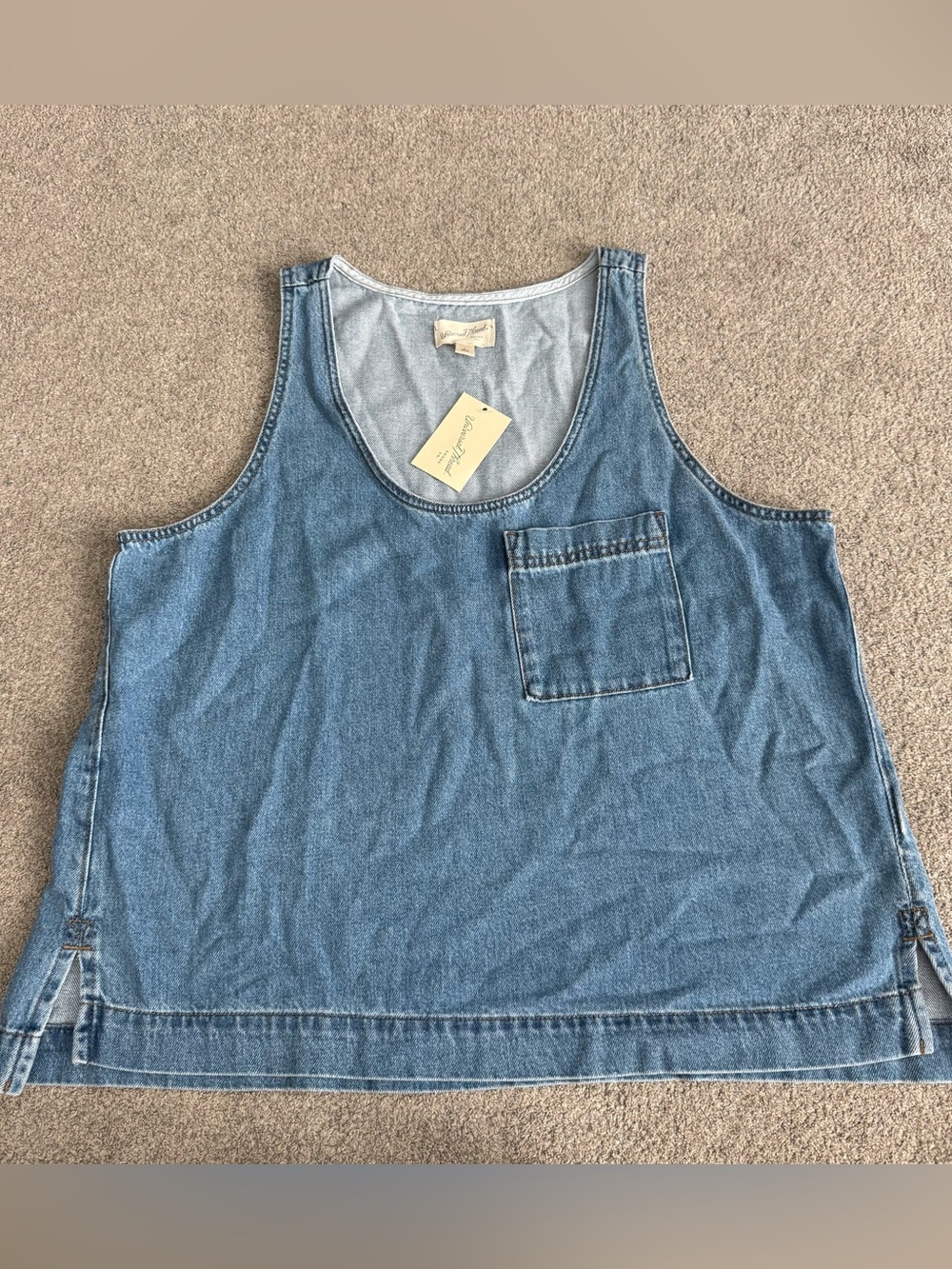 Universal Thread Denim Pocket Tank Top - Light Blue Medium Wash